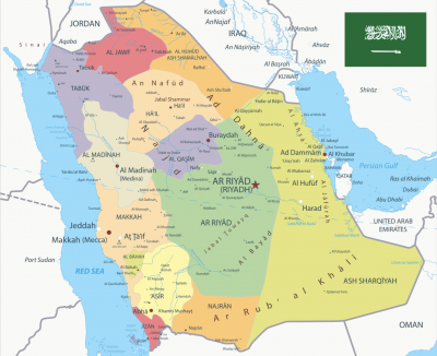 La mappa dell'Arabia Saudita